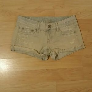 American Eagle Light Blue Destroyed Jean Shorts